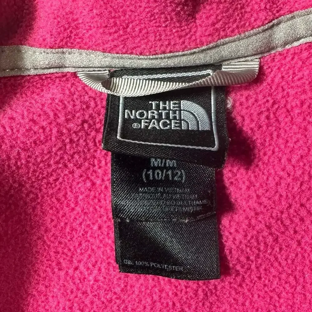 The North Face Girls M 10/12 Pink Gray Full Zip Fleece Jacket Thumbholes